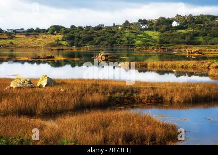 Lake in Derravonniff on the Wild Atlantic Way in Ireland Stock Photo