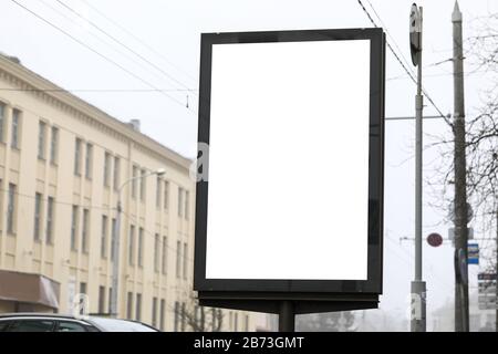 Advertising banner in city street Stock Photo
