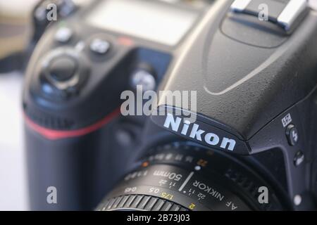 Eskisehir,TURKEY- March 01, 2020: Nikon D7000 Dslr photography camera with Nikkor  50 mm lens ,selective focus. Stock Photo