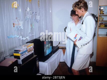 HRH Princess Diana visits Prague during her Royal tour of Czechoslovakia 1991 Stock Photo