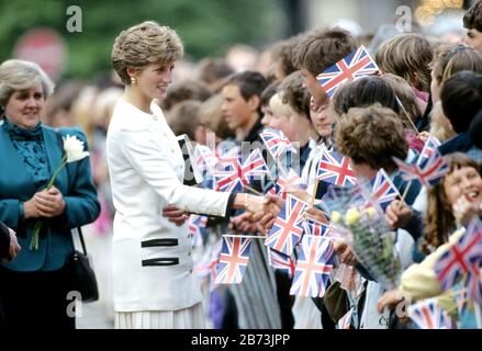 HRH Princess Diana visits Prague during her Royal tour of Czechoslovakia 1991 Stock Photo