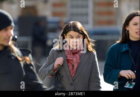 Sarah Olney (LibDem: Richmond Park) arriving on College Green, Westminster, to discuss Rishi Sunak's first budget, 11th March 2020 Stock Photo