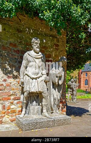 Germany, Rhineland-Palatinate, Speyer, Kipfelsau, SchUM town, cathedral garden, statues of the Frankish Salischen emperor, place of interest, tourism, Stock Photo