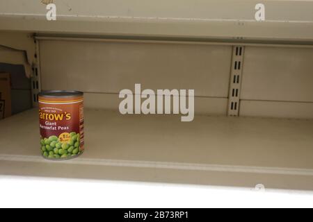 London, UK. 13th Mar, 2020. Despite Government pleas panic buying of toilet rolls, pasta, tinned goods and vegetables continue apace. Credit: Brian Minkoff/Alamy Live News Stock Photo