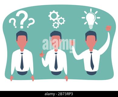 Thinking. Businessman solving a problem business concept . Stock Vector
