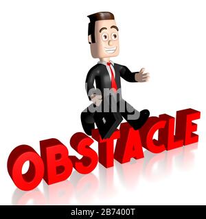 3D businessman jumping over obstacle Stock Photo