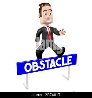 3D businessman jumping over an obstacle Stock Photo