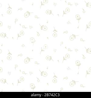Floral seamless pattern with tiny flowers. Vector white background. Stock Vector