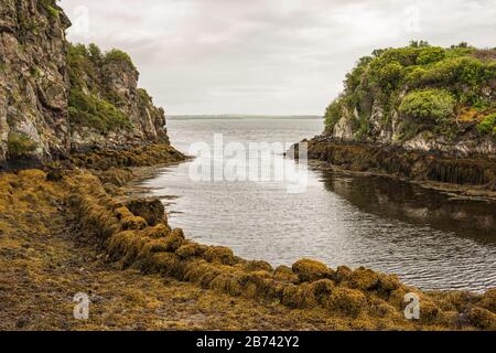 The mouth of the River Creed in Stornoway Bay, seen from the grounds of Lews Castle, Stornoway, Scotland, UK. Stock Photo