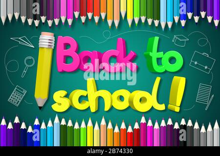 3D back to school concept Stock Photo