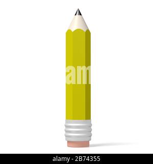 3D yellow pencil on white background Stock Photo