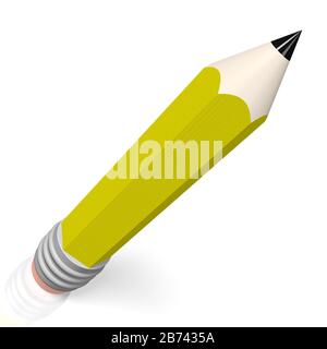 3D yellow pencil on white background Stock Photo