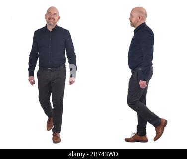 man walking on white background Stock Photo