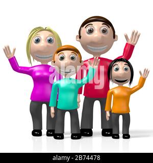 3D happy family weaving hands - parenting concept Stock Photo