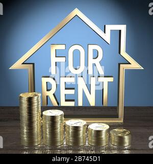 House shape - for rent concept - 3D rendering Stock Photo