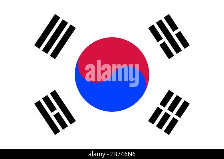 Flag of South Korea - Korean flag standard ratio - true RGB color mode Stock Photo