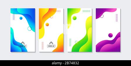 Liquid stories templates. Vector abstract colorful vertical backgrounds for social media. Minimal trendy banners Stock Vector