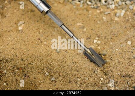 vane test for soil share strenght testings. Soil sample collected from construction geology drilling works at site Stock Photo