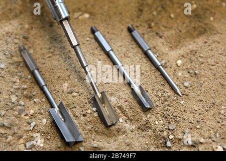 vane test for soil share strenght testings. Soil sample collected from construction geology drilling works at site Stock Photo