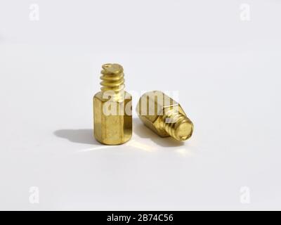 Computer Extension screw on white background Stock Photo