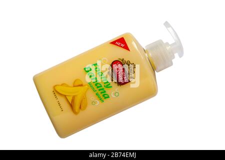 Bottle of Imperial Leather Foamy Banana Hand Wash isolated on white background Stock Photo