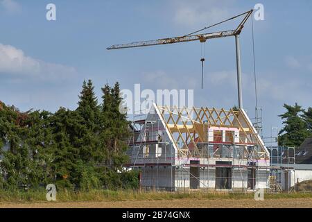 A detached house under construction. Stock Photo