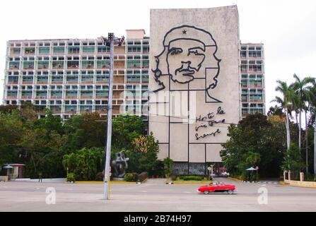 Huge image of Che Guevara in Plaza de la Revolucion, Havana, Cuba Stock Photo