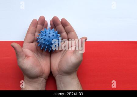 selective focus. hand to stop coronavirus outbreak to around the world virus Respiratory, Hygiene concept, viruses and germs, Virus picture, Stop