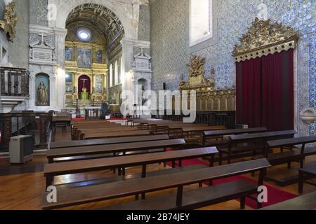 AVEIRO, PORTUGAL - Feb 19, 2020: Interior view of the Igreja da Misericórdia (The Church of Mercy) interior in Aveiro, Portugal, Europe Stock Photo