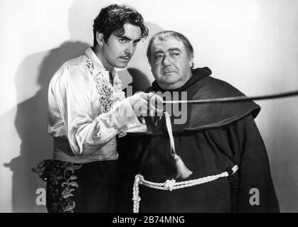 TYRONE POWER as Diego Vega aka Zorro  and EUGENE PALLETTE as Fray Felipe in THE MARK OF ZORRO 1940 director ROUBEN MAMOULIAN novel Johnston McCulley Twentieth Century Fox Stock Photo