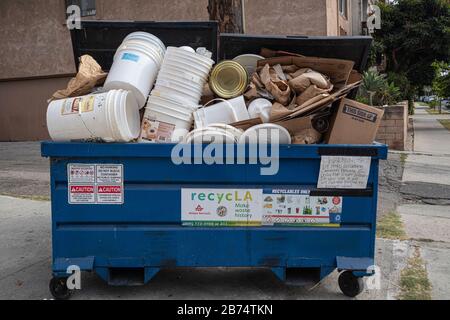Recycling Dumpster, Los Angeles, California, USA Stock Photo