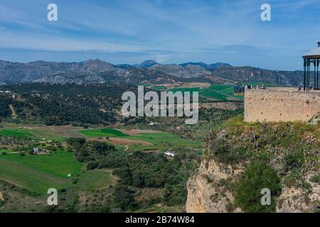 Viewpoint to the Sierra de Grazalema in the Blas Infante gardens in Ronda. 12 / March / 2020 Stock Photo