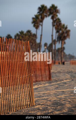 Santa Monica Beach fence, California, USA Stock Photo