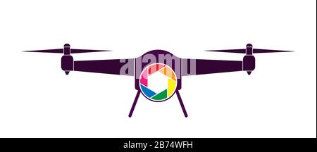 Colored vector icon of a drone with a camera. Simple flat design for apps and web sites. Stock Vector