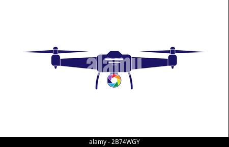 Colored vector icon of a drone with a camera. Simple flat design for apps and web sites. Stock Vector