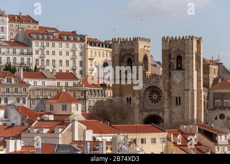 Lisbon, Portugal - 2 March 2020: Santa Maria Maior (Se Cathedral) Stock Photo