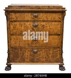 Old vintage antique chest of drawers on white background Stock Photo