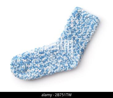 Pair of blue soft socks isolated on white Stock Photo