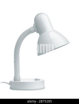 Side view of white desk lamp isolated on white Stock Photo