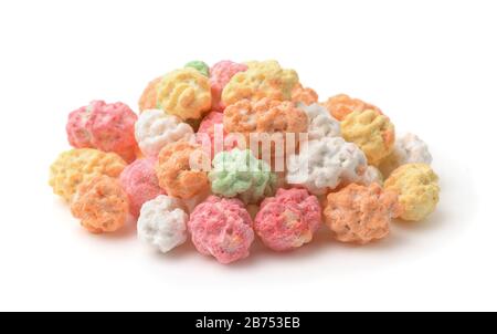 Pile of colored sugar coated peanuts isolated on white Stock Photo