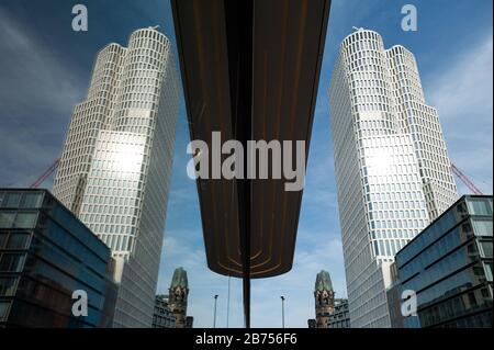 09.06.2019, Berlin, Germany, Europe - Tower of the Upper West building complex at Kurfuerstendamm in Berlin-Charlottenburg. The building was designed by the architects Christoph Langhof and KSP Juergen Engel. [automated translation] Stock Photo