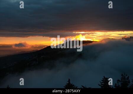 Italian sunsets: Fumone. Stock Photo