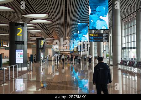 31.10.2017, Singapore, Republic of Singapore, Asia - A look at the departure level of the new Terminal 4 at Singapore's Changi International Airport, which officially opened today. [automated translation] Stock Photo