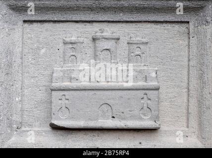 Sandstone relief decoration on an old building, a castle Stock Photo