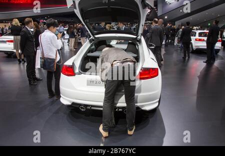 Visitors to the 66th IAA Cars Frankfurt/Main will be able to view the latest Audi models at the Audi stand on 16.09.2015. [automated translation] Stock Photo