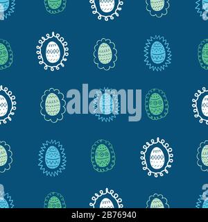 seamless vector doodle pattern with easter eggs Stock Vector