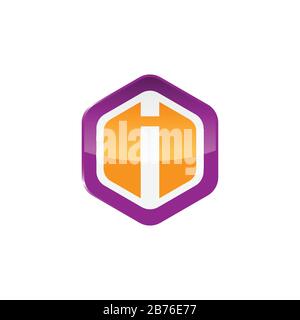 Hexagon letter i logo icon design template Colorful vector image Stock Vector