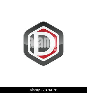 Hexagon letter D logo icon design template Colorful vector image Stock Vector