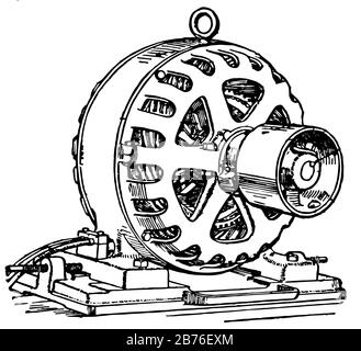 This illustration represents how to used motor, vintage line drawing or ...