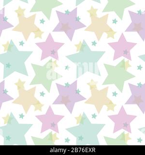 seamless vector pattern with multi- colored stars in pastel colors. for wrapping paper, napkins, fabric, Wallpaper. Stock Vector
